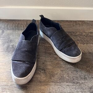 Vince Navy Slip-On Platform Suede Sneakers
